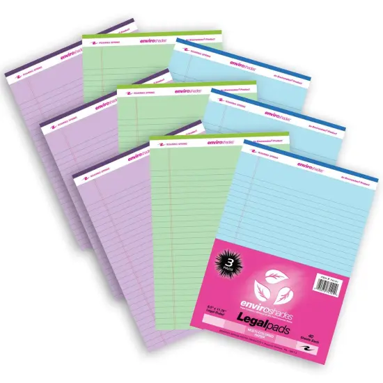 Enviroshades Legal Pad, Standard, Assorted Colors, 3 Per Pack, 3 Packs {1}