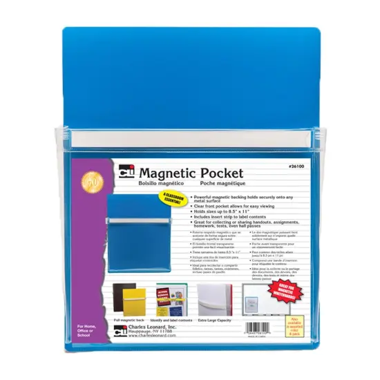 Magnetic Pocket, 9.5" x 11.75", Blue, Pack of 3 {2}