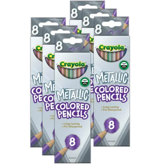 Colored Pencils, Metallic, 8 Per Pack, 6 Packs {1}