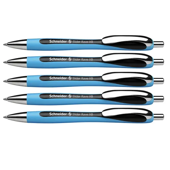 Rave Retractable Ballpoint Pen, ViscoGlide Ink, 1.4 mm, Black, Pack of 5 {1}