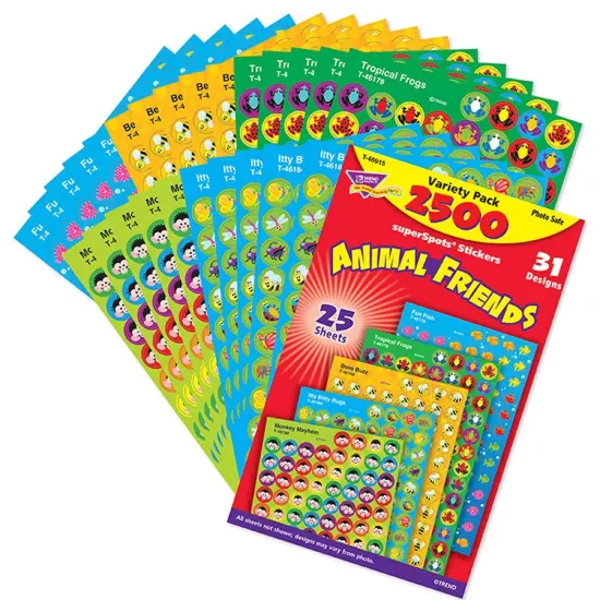 Animal Friends superSpots&reg; Stickers Variety Pack, 2500 Per Pack, 3 Packs {2}
