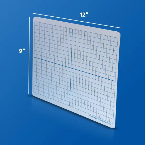 Magnetic Dry Erase Learning Mat, Two-Sided XY Axis/Plain, 9" x 12", Pack of 12 {3}