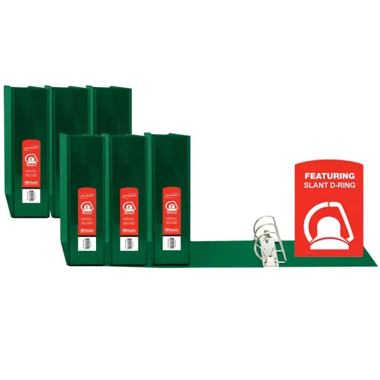 Slant D Ring View Binder with 2 Pockets, 2", Green, Pack of 6 {1}