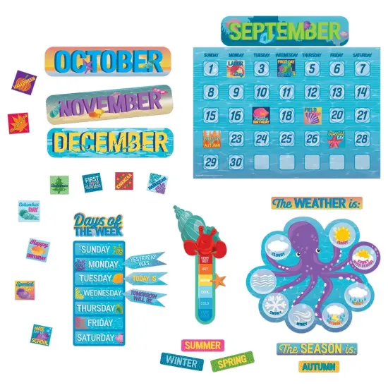 Seas the Day Calendar Bulletin Board Set, 98 Pieces {1}