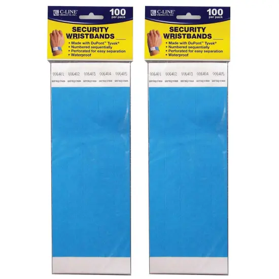 DuPont&trade; Tyvek&reg; Security Wristbands, Blue, 100 Per Pack, 2 Packs {1}