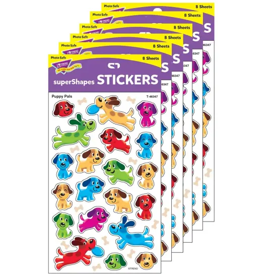 Puppy Pals superShapes Stickers-Large, 160 Per Pack, 6 Packs {1}