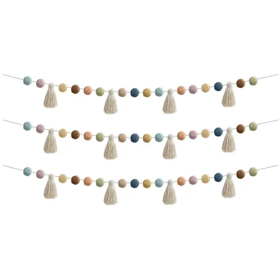 Everyone is Welcome Pom-Poms and Tassels Garland, Pack of 3 {1}