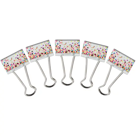 Confetti Binder Clips, Medium, 8 Per Pack, 6 Packs {2}