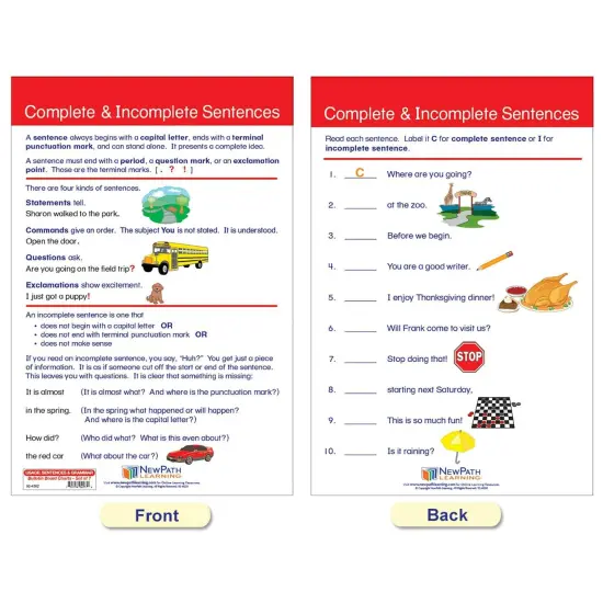 Usage: Sentences & Grammar Rules Bulletin Board Activity Chart Set {4}
