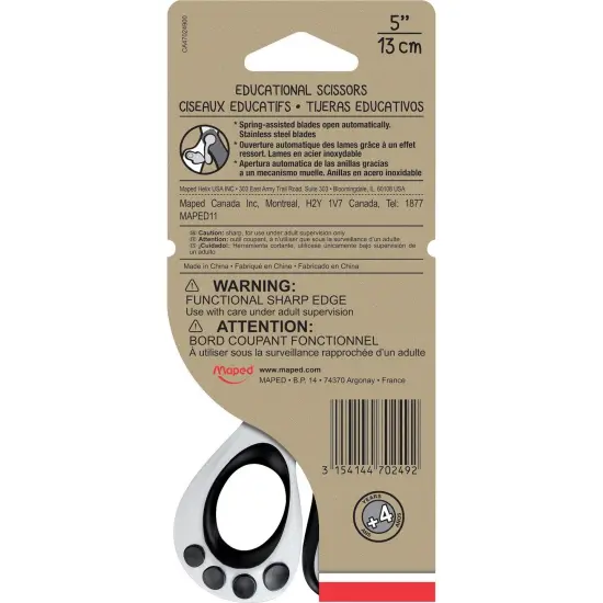 Koopy 5" Scissors with Spring, Blunt Tip, Pack of 12 {3}