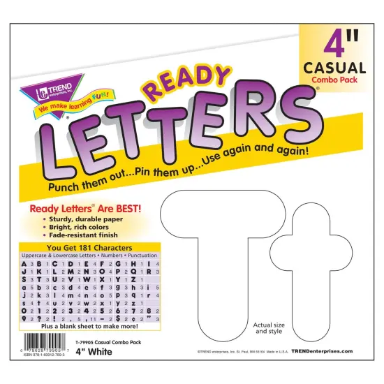 White 4-Inch Casual Uppercase/Lowercase Combo Pack Ready Letters&reg;, 182 Per Pack, 3 Packs {3}