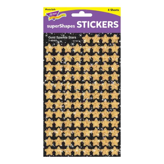 Gold Sparkle Stars superShapes Stickers-Sparkle, 400 Per Pack, 6 Packs {3}