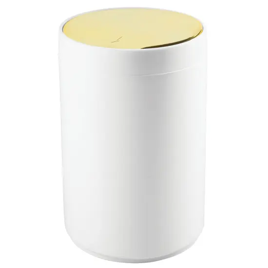 mDesign Plastic Small Round Trash Can Wastebasket, Swing Lid {4}