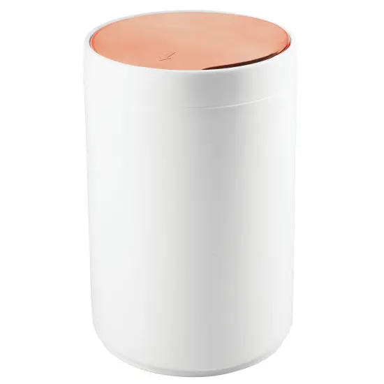 mDesign Plastic Small Round Trash Can Wastebasket, Swing Lid {1}