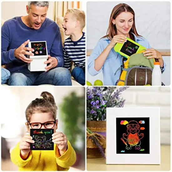 125 Pieces Magic Note Pads Cards Sheets for Kids Black Crafts Arts DIY Party Favor Supplies Kit Birthday Game Toy Gifts Box Girls Boys Halloween {6}