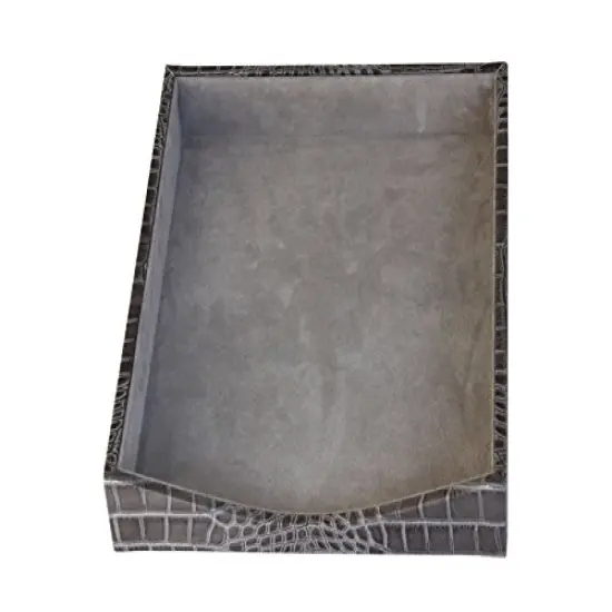 Protacini Castlerock Gray Italian Patent Leather Front-Load Letter Tray {1}