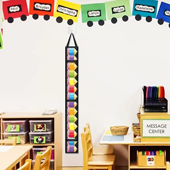 Bulletin Border Storage Pocket Chart for Classroom, Bulletin Board Border Storage, Classroom Organizer with Storage Pockets (Black) {2}