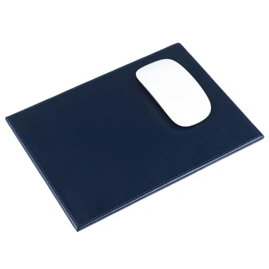 Navy Blue Bonded Rectangular Leather Mouse Pad {1}