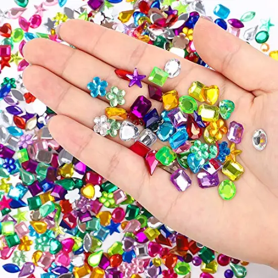 JPSOR 900pcs Craft Gemstone Acrylic Flatback Rhinestones Jewels for Crafting Embellishments Gems, 9 Shapes, 6-13mm {4}
