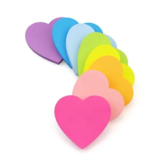 Heart Shape Sticky Notes 8 Color Bright Colorful Sticky Pad 75 Sheets/Pad Self-Sticky Note Pads {2}