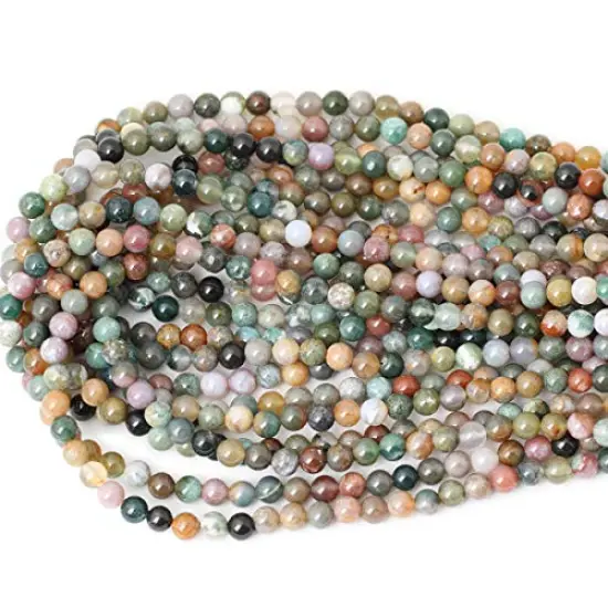 60 Pieces 6mm Natural Indian Agate Gemstone Round Loose Beads for Jewelry Making DIY 1 Strand 15" {1}