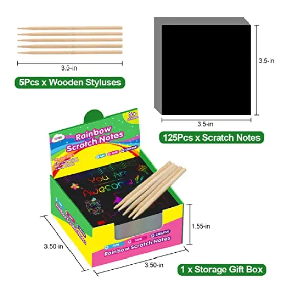 125 Pieces Magic Note Pads Cards Sheets for Kids Black Crafts Arts DIY Party Favor Supplies Kit Birthday Game Toy Gifts Box Girls Boys Halloween {4}