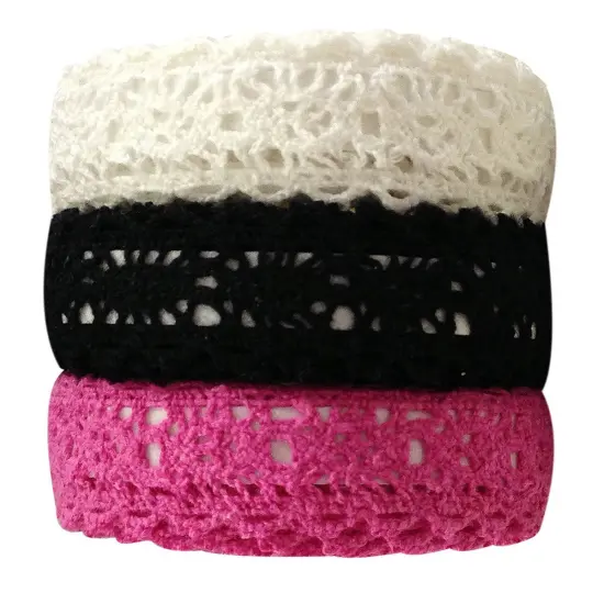 Wrapables Decorative Lace Tape (Set of 3) Pink, Black, White {2}
