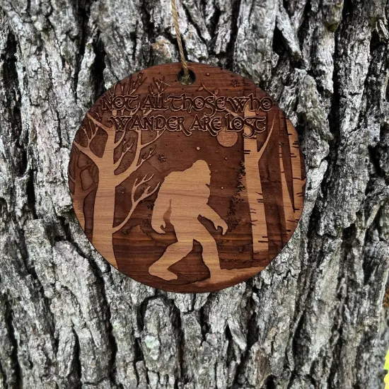 Not all Who Wander are Lost WINTER SASQUATCH - Cedar Ornament {3}