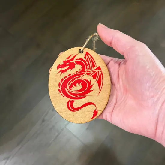 CUSTOM RED OR BLACK Dragon - ornament 4X3in RED DRAGON {3}