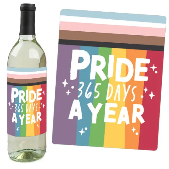 Big Dot of Happiness So Many Ways to Be Human - Pride Party Decorations for Women and Men - Wine Bottle Label Stickers - Set of 4 {3}