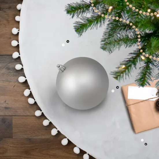 Northlight Matte Shatterproof Christmas Ball Ornament - 4" (100mm) - Silver {3}