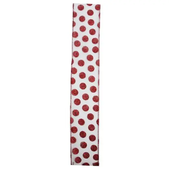 Northlight Silver and Red Glittering Polka Dots Christmas Wired Craft Ribbon 2.5" x 10 Yards {3}