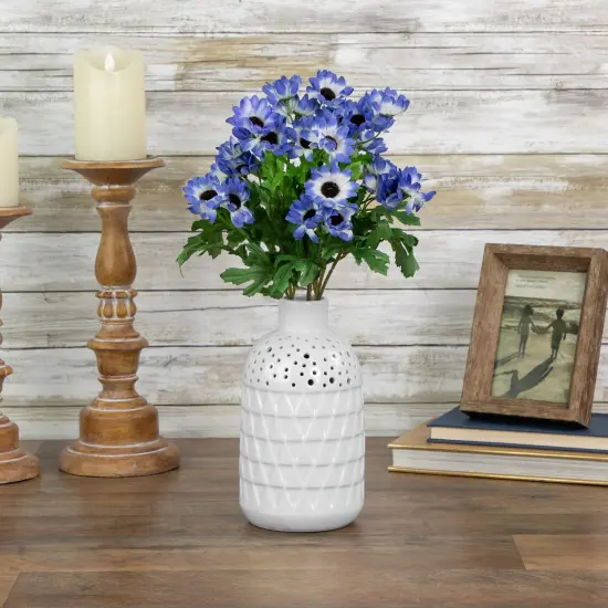 Allstate Cineraria Daisies Artificial Floral Spray- 15" - Blue {3}