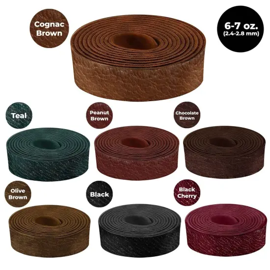 ELW 6-7 oz. (2.4-2.8mm) - 50" (127cm) Length, Straps, Belts, Strips | Full Grain Leather Bison Hide DIY Craft Projects, Bag, Chap, Motorcycle, Shoe, Clothing, Jewelry, Wrapping {1}