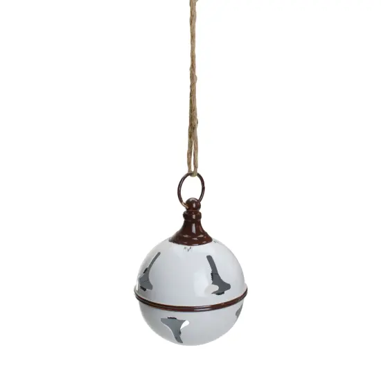 Northlight Metal Jingle Bell Hanging Christmas Decoration - 7" - White {1}