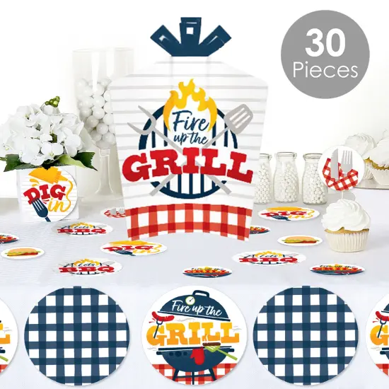 Big Dot of Happiness Fire Up the Grill - Summer BBQ Picnic Party Decor and Confetti - Terrific Table Centerpiece Kit - Set of 30 {3}