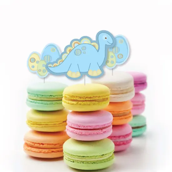 Big Dot of Happiness Baby Boy Dinosaur - DIY Shaped Baby Shower Cut-Outs - 24 Count {4}