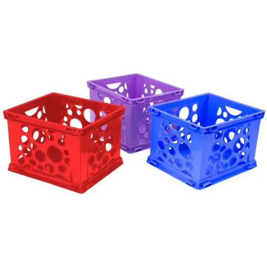 Large File Crate, Blue, Red, Purple (Case of 3) {1}