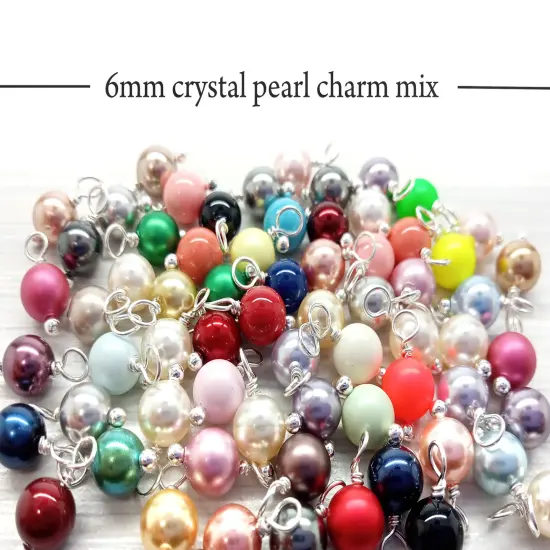 Pearl Charm Grab Bag, 25 pieces, 6mm Crystal Pearl Dangle Mix, Adorabilities {2}