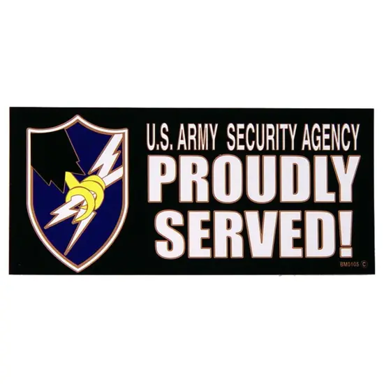 U.S. Army Security Agency Proudly Served Bumper Sticker 3"X6-1/2" {1}
