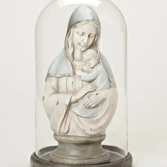 Roman Madonna with Child Bust Sculpture - 15.5" Blue {1}
