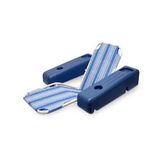 Swim Central Blue and White Striped Caribbean Floating Swimming Pool Comfort Lounge, 53-Inch {1}