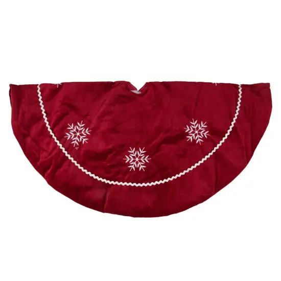 Northlight Snowflakes Christmas Tree Skirt - 24" - Red and Gold {3}