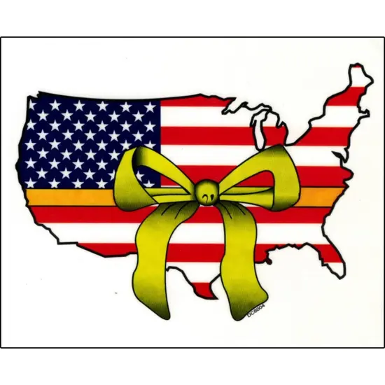 United States Sticker with Yellow Ribbon (4"x4-3/4")  {1}