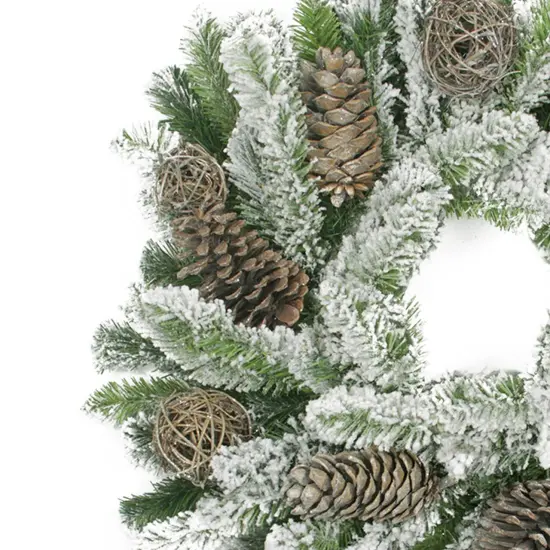 Allstate Flocked Pine Cone and Twig Ball Artificial Christmas Wreath - 24" - Unlit Brown {3}