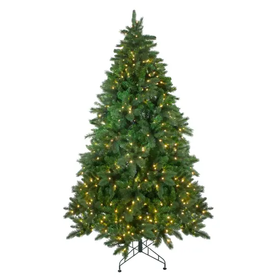 Northlight 7.5' Pre-Lit Medium Mixed Scotch Pine Artificial Christmas Tree - Warm White LED Lights Green {1}