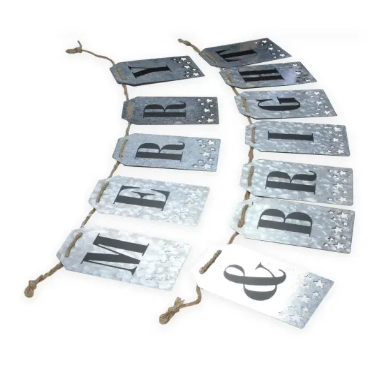 Midwest 2pc Black "MERRY and BRIGHT" Christmas Banner with Cutout Stars Gray {3}