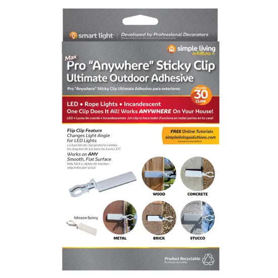 Simple Living 25ct Anywhere Outdoor Sticky Adhesive Clips Clear {3}
