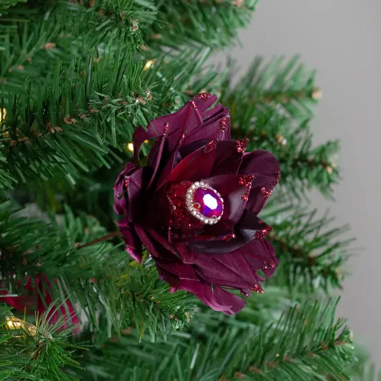 Northlight 20.75" Deep Red Feather Peony Artificial Christmas Floral Pick {3}
