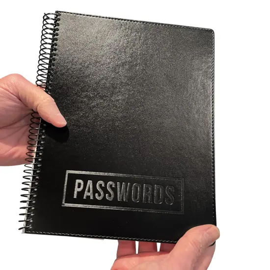 RE-FOCUS THE CREATIVE OFFICE, Executive Black Password Keeper Book, Flexible Faux-Leather Cover {2}